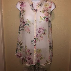 H&M Floral Sheer Sleeveless Blouse Size 8